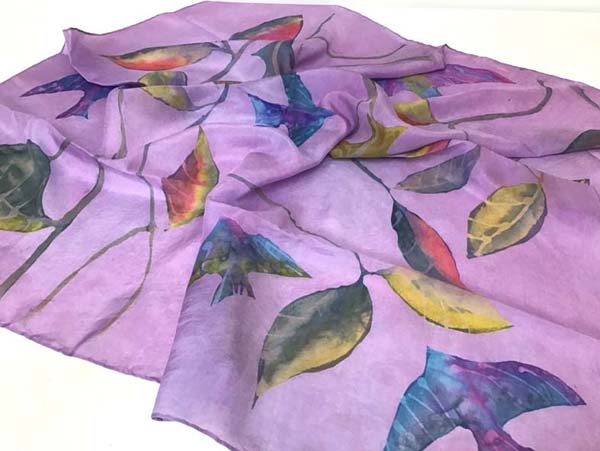 Silk scarf with batik design